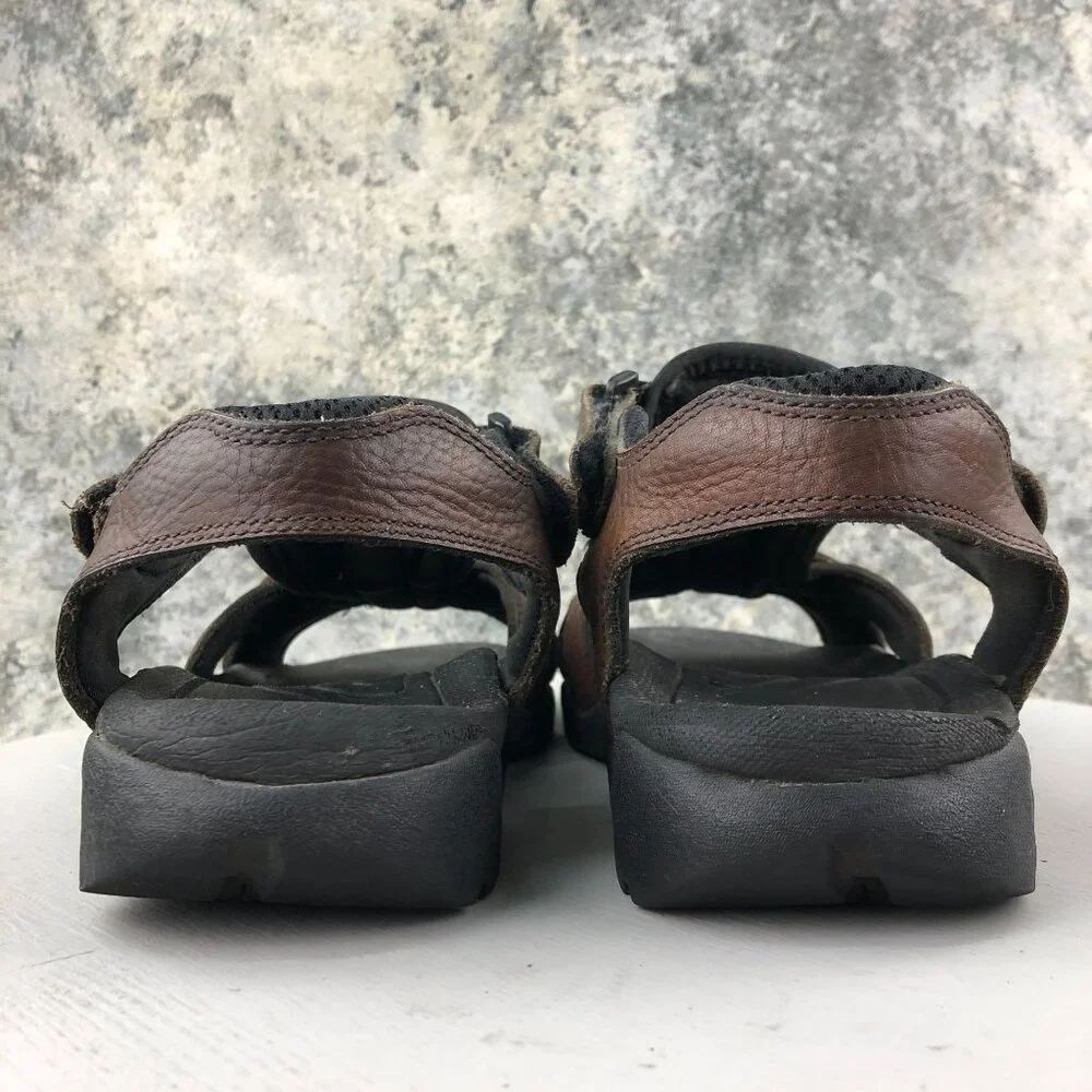 GH Bass & Co Men's Size 11M Trail Brown Genuine Leather Hook & Loop Sandals